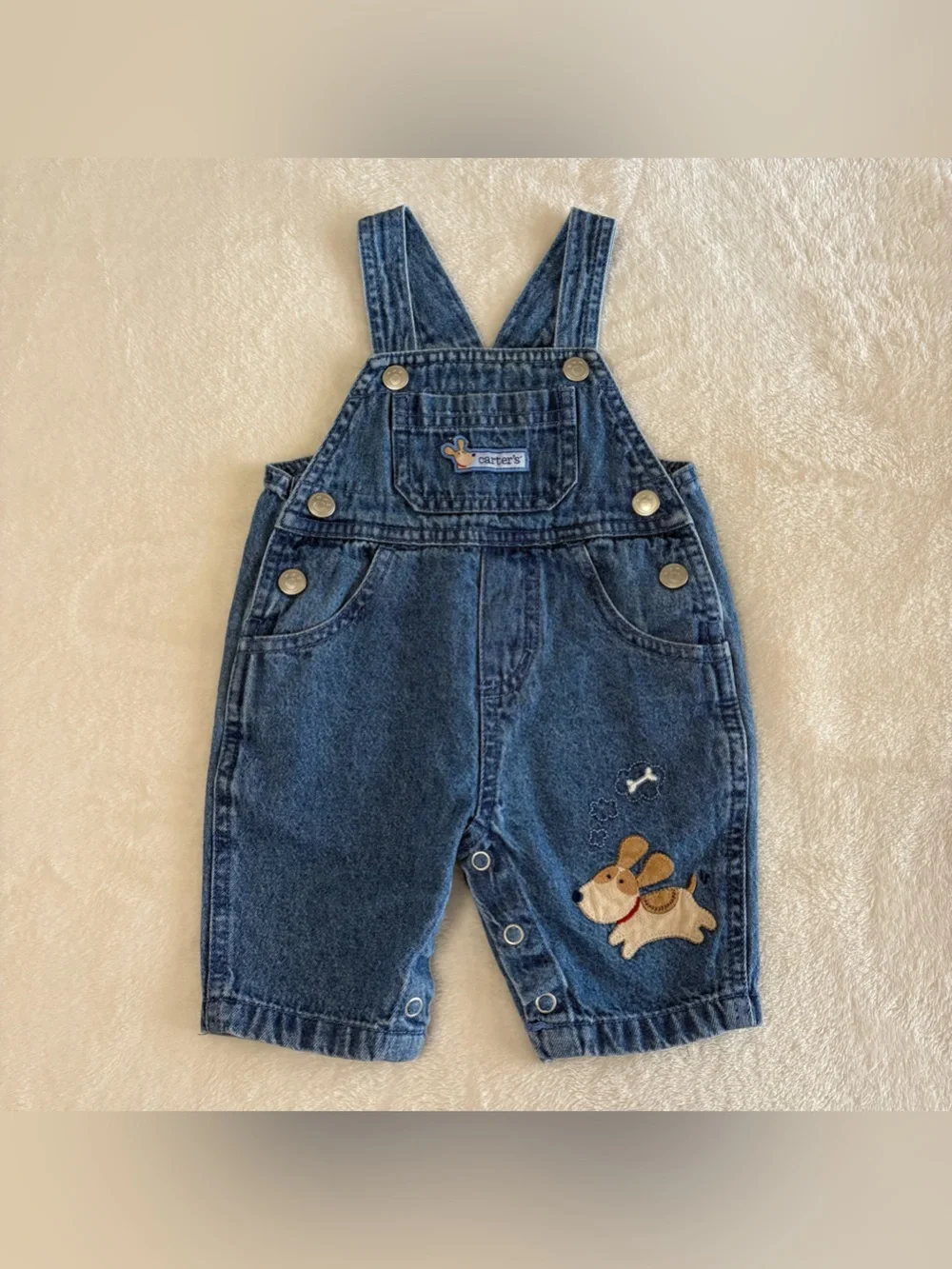 Carter Boys Infant Dog Gone Cute Denim Overalls with Dog Patch Size S (3 months)